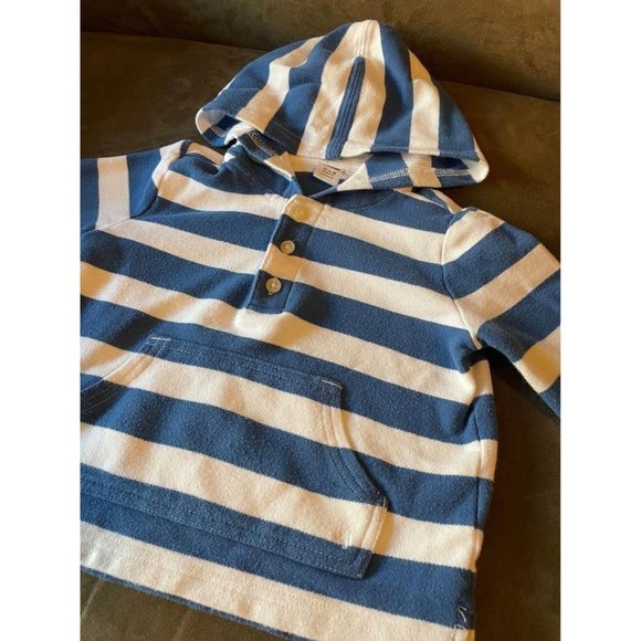 12-18M Janie and Jack Blue & White Striped Hoodie - Picture 2 of 4